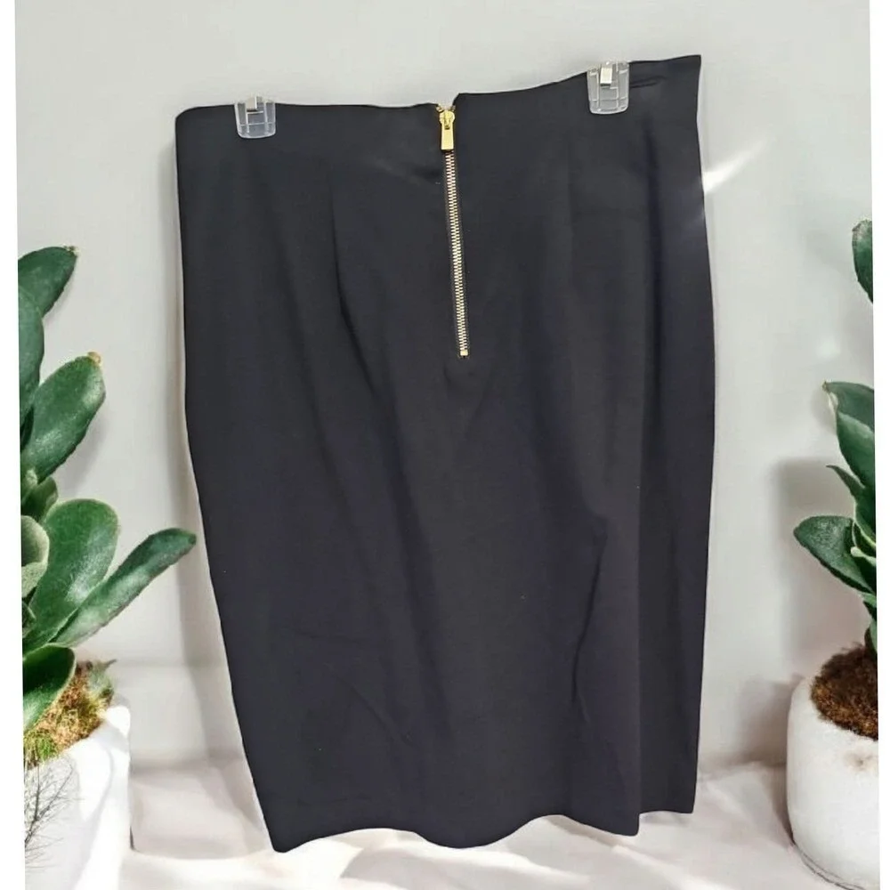 Grace‎ Career Pencil Skirt Black, Gold Zipper, Stretch Womams Size 12